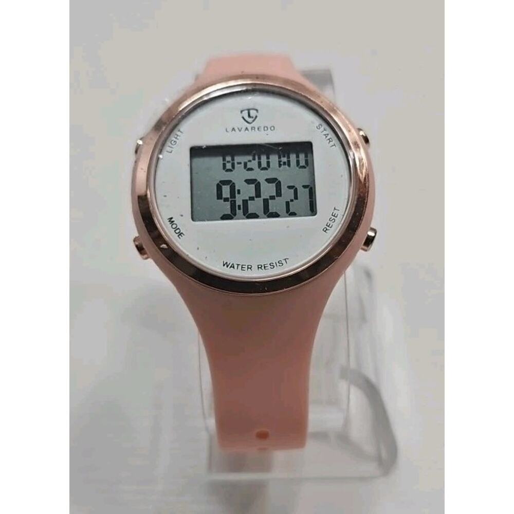 Lavaredo Chrono Watch Womens Pink Soft Silicone Rose Gold Tone New Battery W119